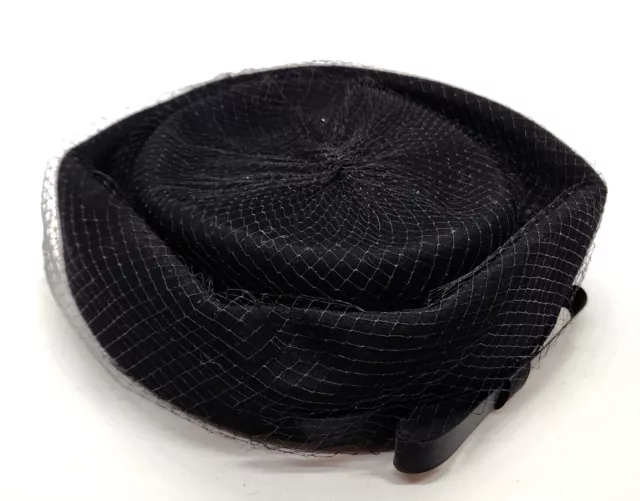 Vintage 50s 60s Ladies Glenover New York Pillbox Hat Black 2