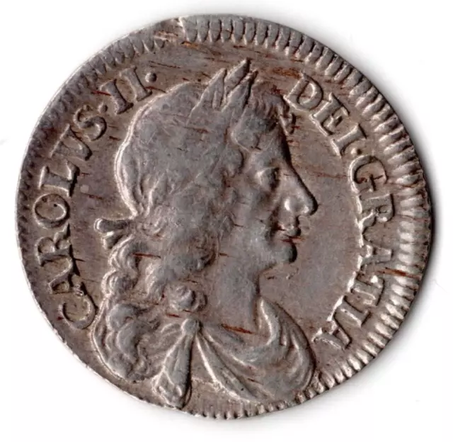 1682 Charles II Threepence. Silver (.925) 2.1g. 19mm. Adjustment Lines. AVF.