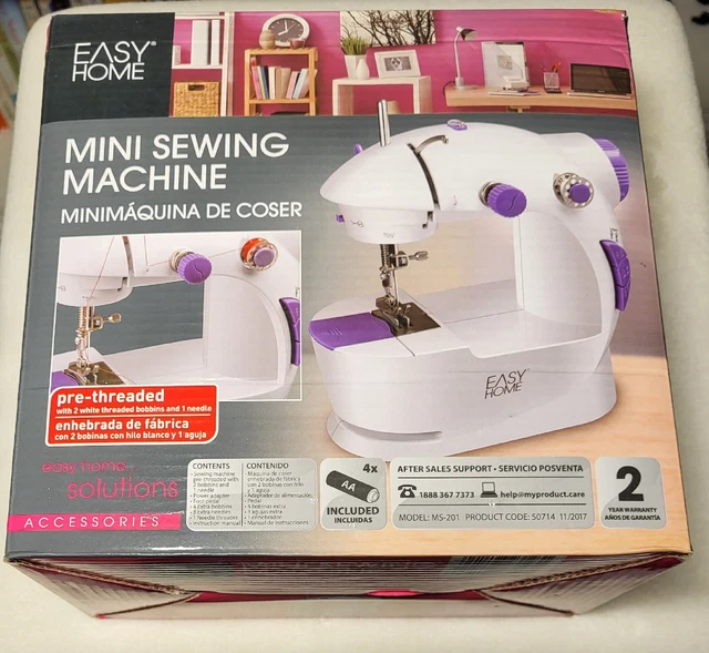 EASY HOME MINI Sewing Machine, MS201. 2 Speeds, Foot Pedal, 4 Needles