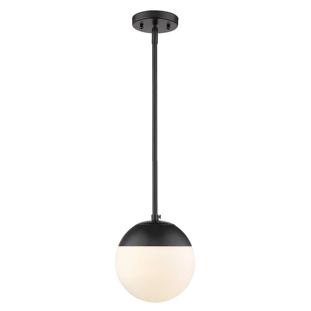 Golden Lighting Dixon Small Pendant, Black/Opal/Black Cap - 3218-SBLK-BLK