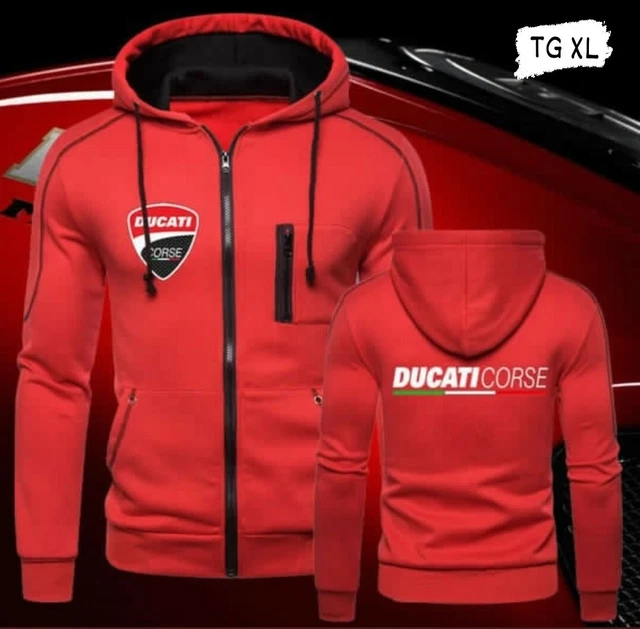 Felpa Ducati Corse felpa con cappuccio TG XL Moto gp sport da passeggio cerniera
