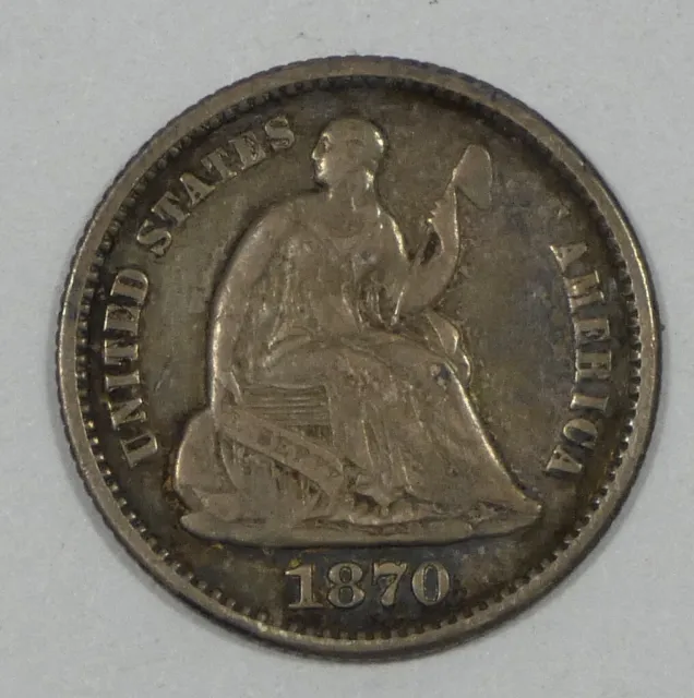 1870 Liberty Seated Half Dime EXTRA FINE Silver 5c