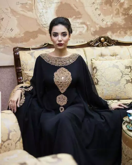 Moroccan Dubai Kaftans Abaya Dress Very Fancy Long Gown Ms 249