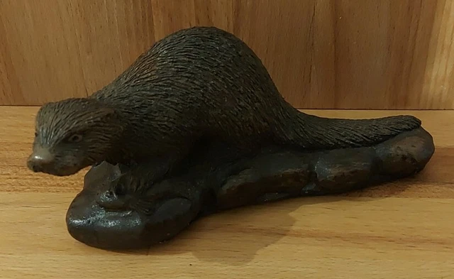 P J Dutt Otter Resin Figurine - Bronze Effect Handmade Barnstaple DUTT & PANTER