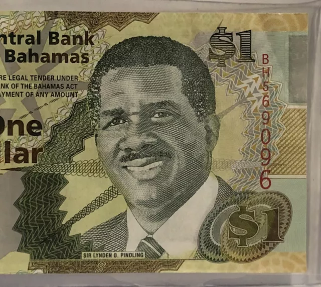 The Central Bank Of The Bahamas One Dollar Bill Collectable Currency BH569096