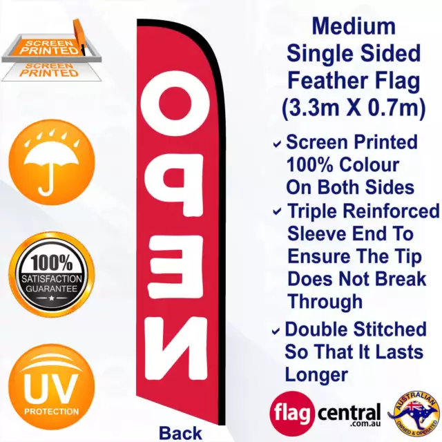 OPEN Red 4m Feather Flag/Banner Kit with Spike *Waterproof *UV Protected 3