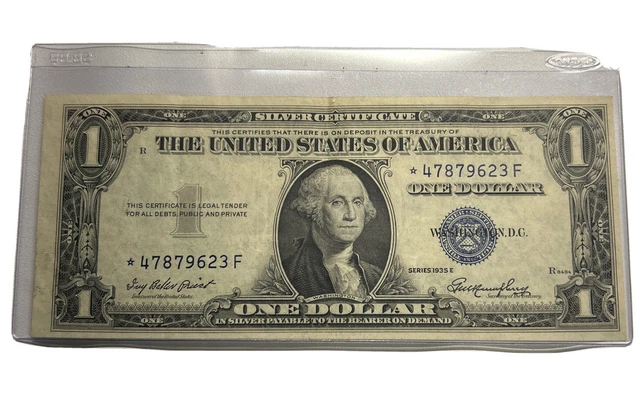 Series 1935 E Blue Seal $1.00 One Dollar Silver Certificate Star Note Crisp 2