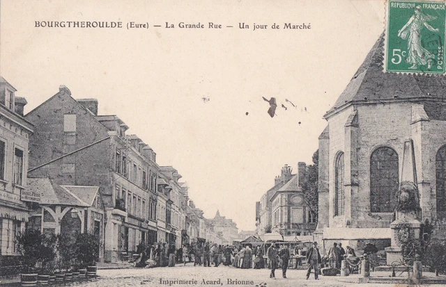CPA 27 NORMANDIE Eure Env. Bernay BOURGTHEROULDE Grand Rue. Jour de Marché Animé
