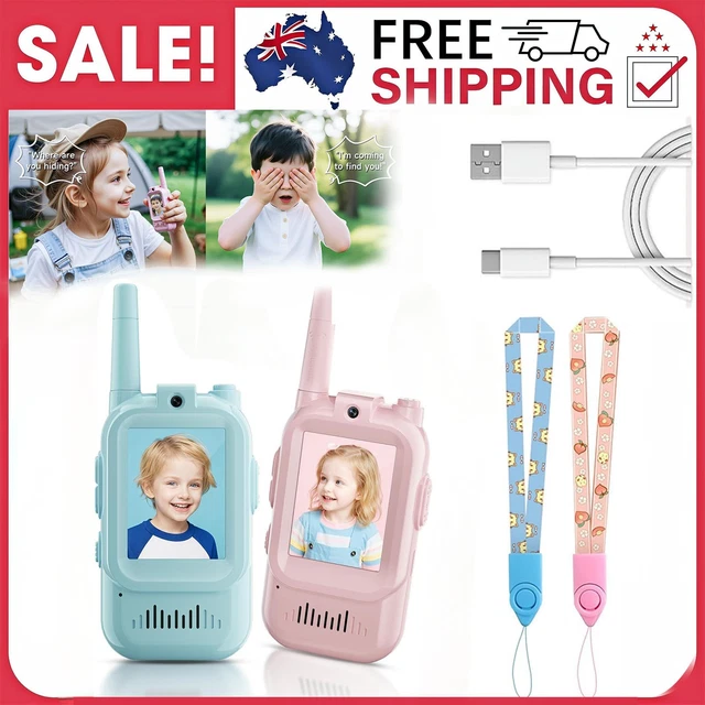 2 PACK-RECHARGEABLE KIDS Video Walkie Talkies with Face-to-Face Call