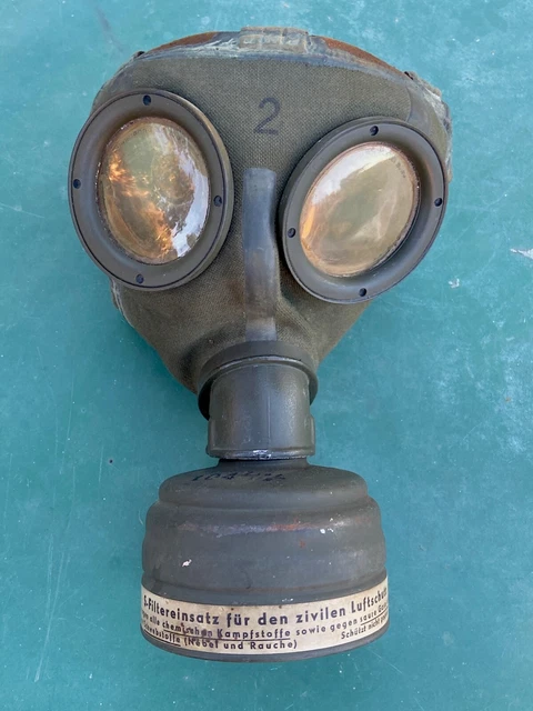 Masque à Gaz Allemand WW2 Wehrmacht Africa Korps - Modèle Complet Avec Tissu - Occasion