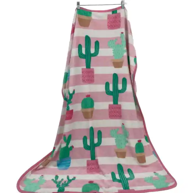 Fun Cactus Fleece Cozy Throw Blanket Saguaro Kids Crib Size