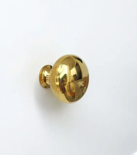 Unlacquered Polished Brass Cabinet Knob - Round Solid Brass Knob