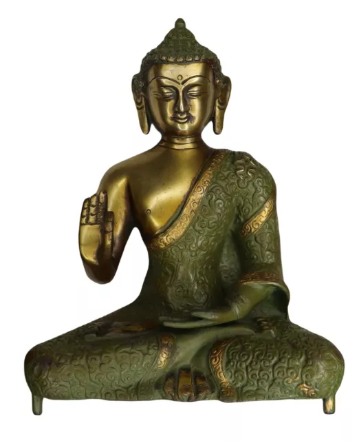 Blessing Buddha Statue Handmade Brass Tibetan Buddhist Deity Figurine Sculpture