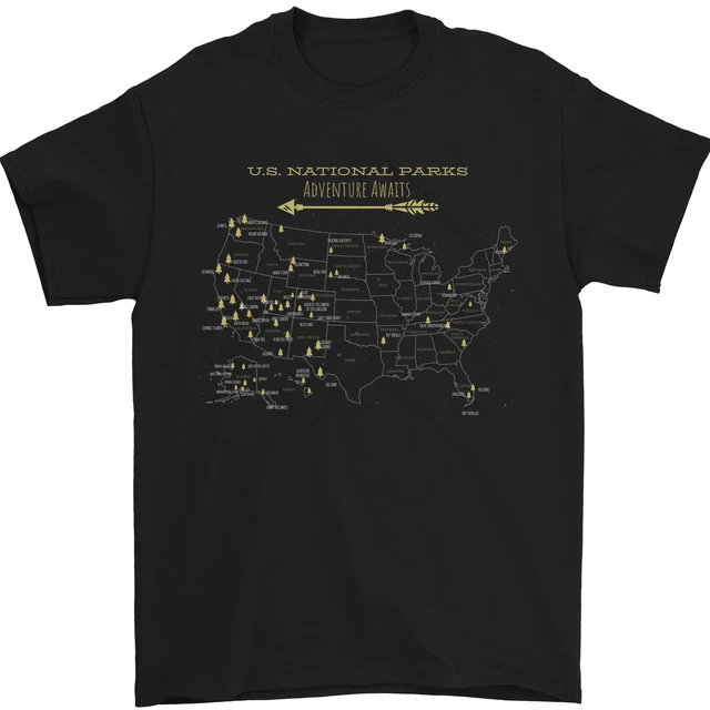 US National Parks Hiking Trekking Walking Mens T-Shirt 100% Cotton