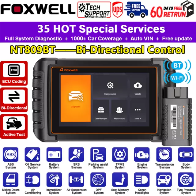 FOXWELL NT809BT BiDirectional Control OBD2 Diagnostic Full System Scan Tool IMMO