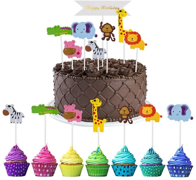 Animal Cake Toppers, Reusable Handmade Cake Decoration Safari Animal Cake Toppers, Reusable Handmade Cake Decoration Safari
