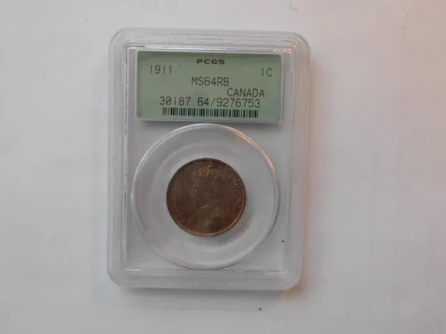 1911 CANADA One Cent PCGS MS64 RB