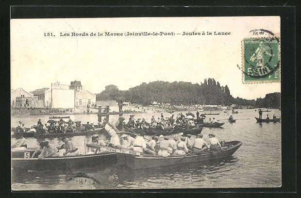 CPA Joinville-le-Pont, Les Bords de la Marne, Joutes a la Lance 1908