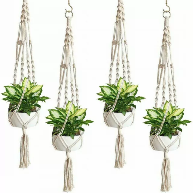 US 2 / 4 PCS Plant Hanger Flower Pot Plant Holder Large 4 Leg Macrame Jute 41"