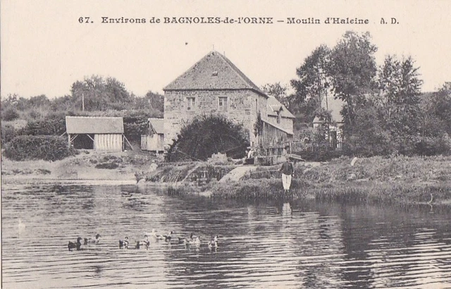 CPA 61 Env. Alencon BAGNOLES DE L' ORNE Rives d'Andaine Moulin d'HALEINE Pêcheur