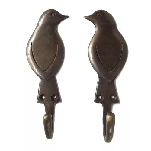 4.3inch Set of Vintage Songbird Hook Antique Solid Brass Coat Hanger Wall Mount