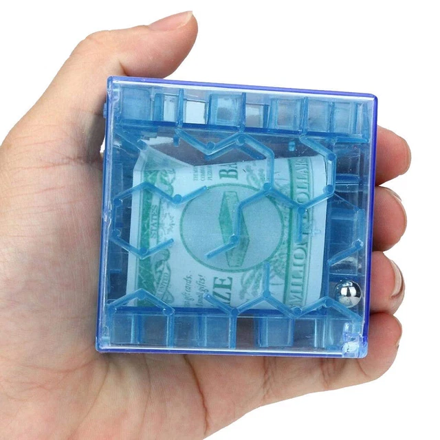 3D CUBE CASE Puzzle Money Maze Bank Saving Coin Collection Box Fun