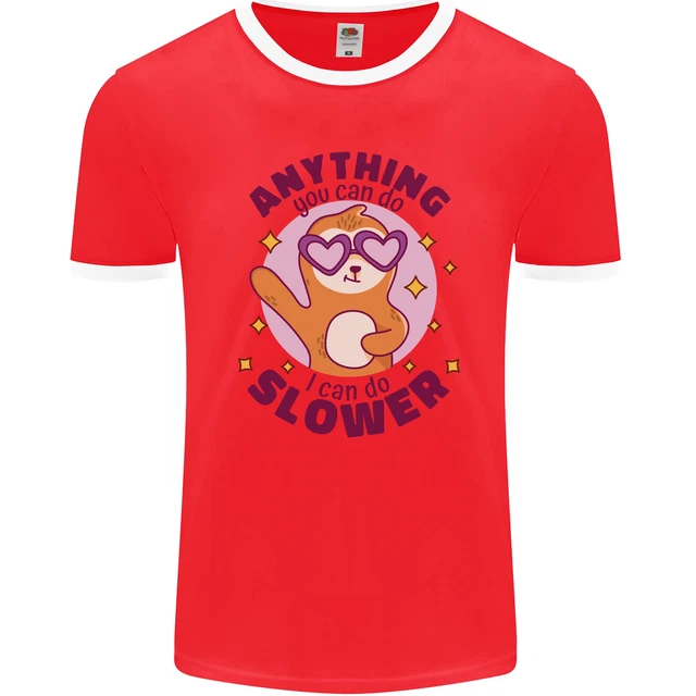T-shirt ringer da uomo Sloth Anything I Can Do più lenta divertente fotol