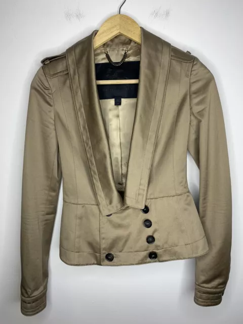 Vintage Burberry Prorsum Gabardine geschnittener Trenchcoat beige XS Italien 36 UK4