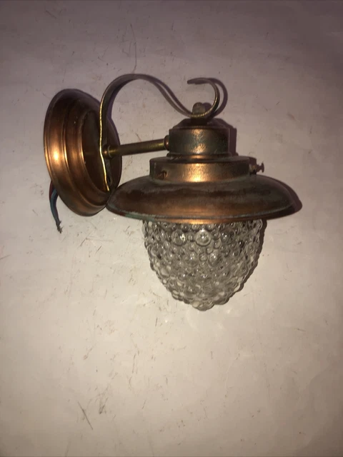 Vintage Beehive Glass Metal Beautiful Brass Outdoor Light Wall Mount  Door Light