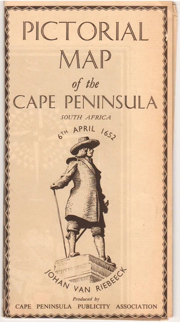 1652-1952 Pictorial Map of the Cape Peninsula South Africa Gorgeous Color Map