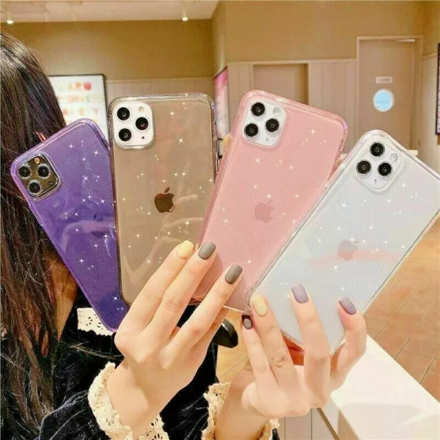 BLING GLITTER  iPhone 6  7 8 11 12 Pro Max Clear Soft Apple Cover Silikon TPU