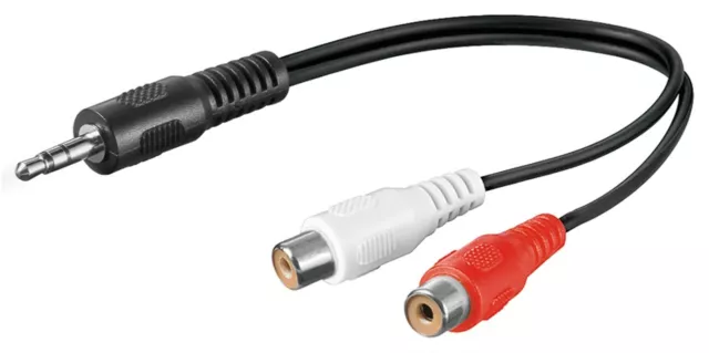 Audio Video 3,5mm stereo Klinke Y-Kabel 2x Cinch Weiche Kupplung Adapterkabel