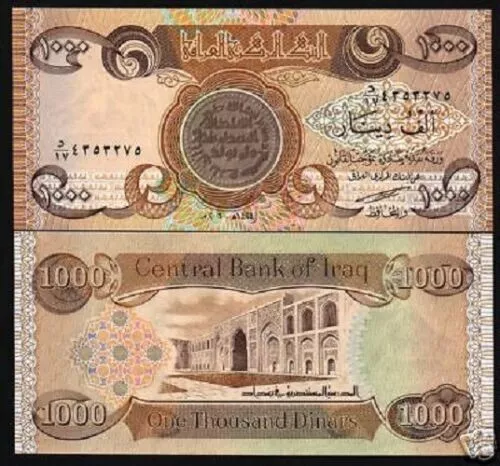 Iraq 1000 IRAQI DINARS P-93 2003 Medieval "COIN on BANKNOTE" UNC World Currency