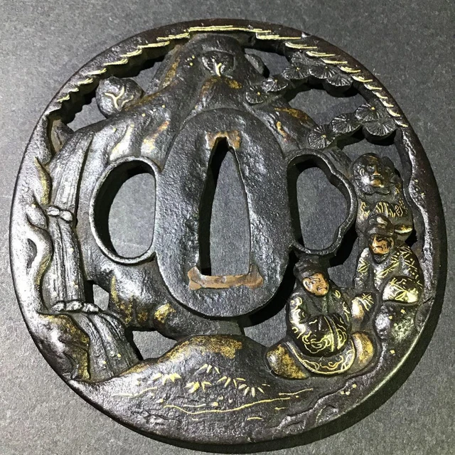 Tsuba De Katana Ancien - Garde D'épée Japonaise En Fer - Période Edo (1800-1849)