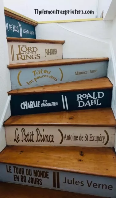 Book Spine Stair Decals, Customised