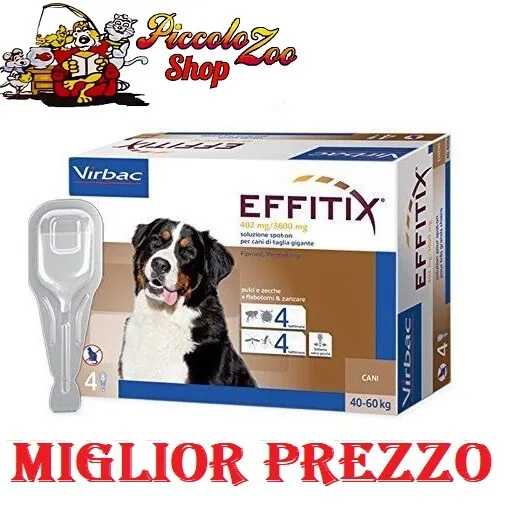 Virbac Effitix per cane 40-60kg 4 pipette antiparassitario per cani