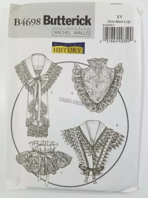 Butterick 4698 Making History 4 Lace Collars Pattern Sz S M L  Sz 8-18 Uncut