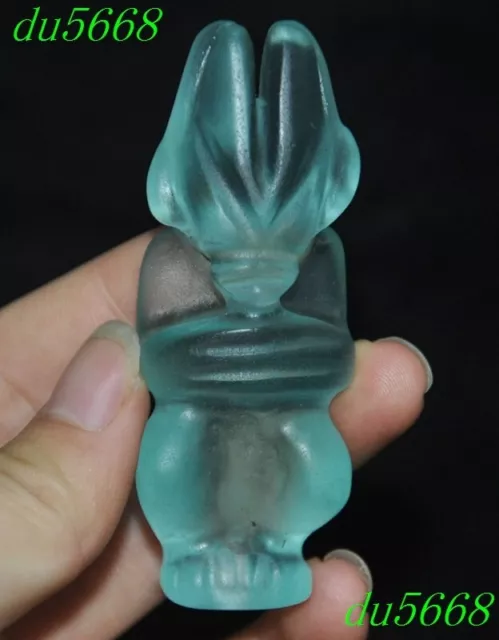 3"China Hongshan culture Crystal carve fengshui sun god Helios statue pendant