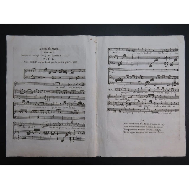 CORSIN Isidore A L'Espérance Chant Harpe ca1810 3