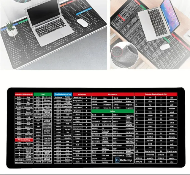 Shortcut Super Large Anti-Slip Keyboard Pad, Non Slip Lock Computer Mousepad AU