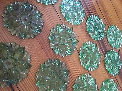 (1) Antique Sandwich Glass Curtain Tieback Green Depression Glass - Price For 1 3