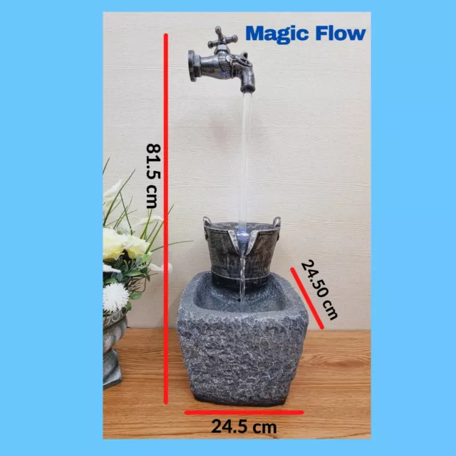 Water Fountain - Indoor/Outdoor Water Feature with LED Lights - Magic Flow 2