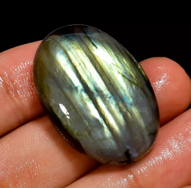 Natural Labradorite Oval Cabochon Green Flash 42.5 Cts Loose Gemstone 31X22X7 mm