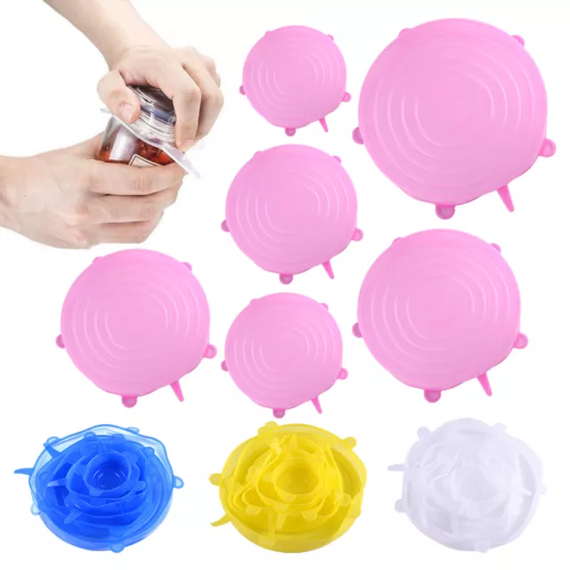 6Pcs Universal Silicone Stretch Suction Pot Lids Kitchen Cover Pan Bowl m