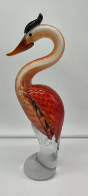 Statue oiseau rose  verre de Murano verrerie multicolore hauteur 30 cm