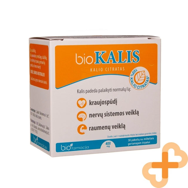 BIOKALIS 400MG 30 Sachets Soluble 100% Potassium Citrate Organic ...