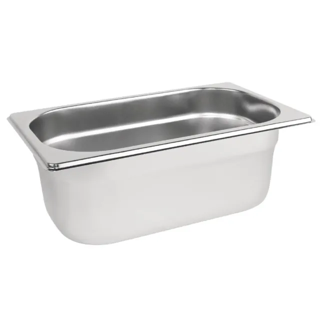1/4 GASTRONORM 100mm DEEP BAIN MARIE STAINLESS FOOD CONTAINER GN PAN TRAY E0