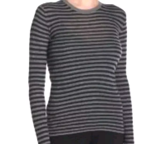 VINCE Women's Sweater 100% Cashmere Gray Striped Long Sleeve Crew Neck Small