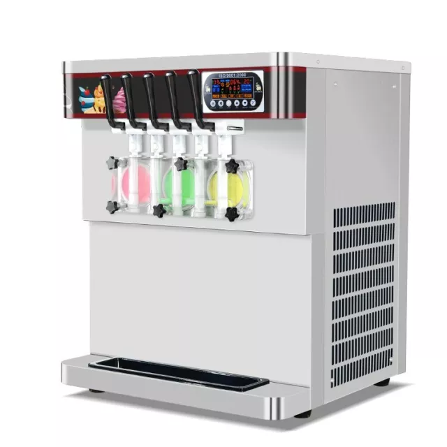 Kolice Commercial Soft Ice Cream Machine-ETL,5 Flavors,Upper Hoppers Coolated