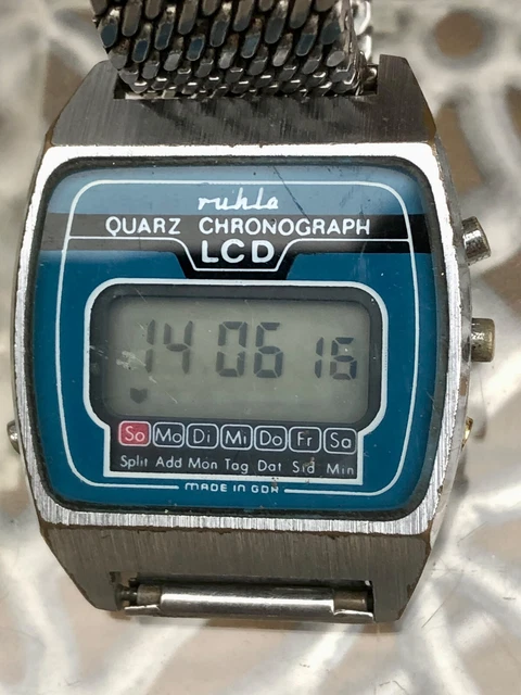  RUHLA LCD CHRONOGRAPH QUARZ UHR KALIBER 22-01  DDR + Originalverkaufsbox